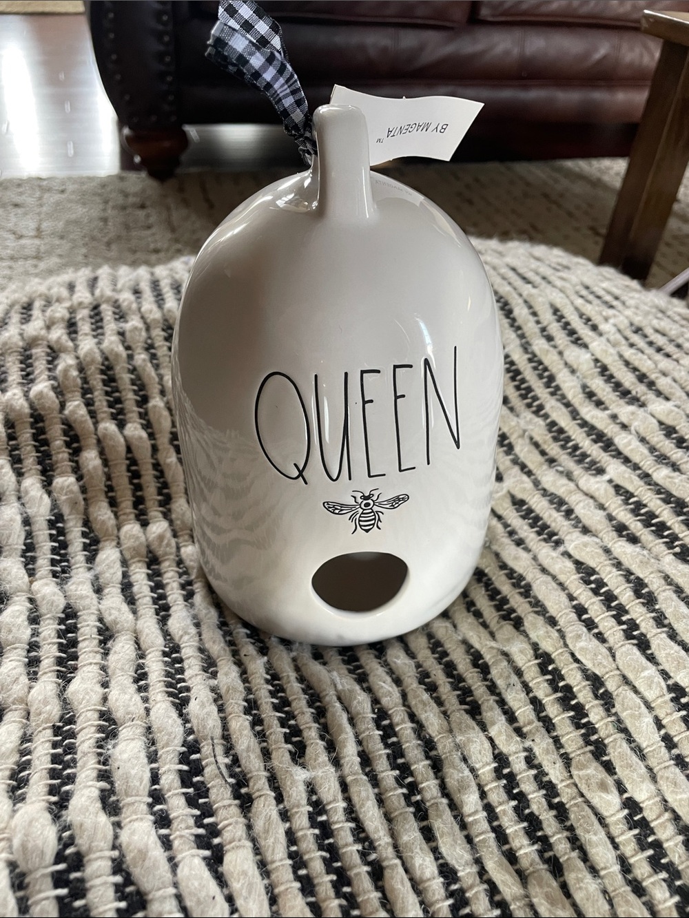 Rae Dunn Queen Ceramic Bee House - White Home Accent